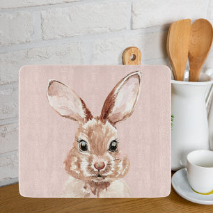 Planche À Découper Beauté moderne Pastel Rose Aquarelle Bunny Lovely