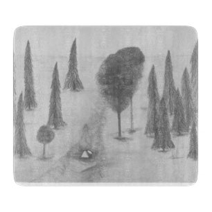 Planche À Découper Beaux-arts noir et blanc, croquis au crayon de The