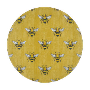 Planche À Découper Bee Haven : Motif jaune Vintage