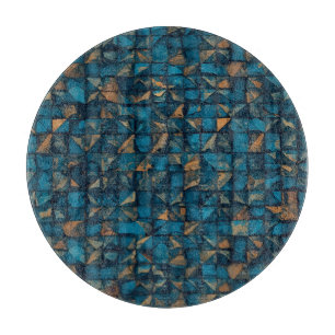 Planche À Découper Bel effet patchwork en sarcelle foncée