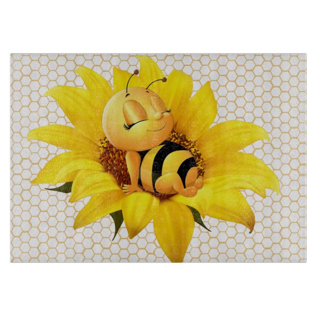 Planche À Découper Belle Bébé Miel Abeille Tournesol Jaune (Devant)