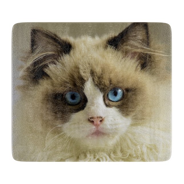 Planche À Découper Belle chatte de poupée avec yeux bleus (Devant)