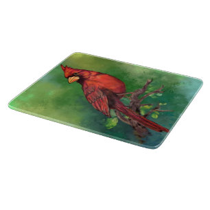 Planche À Découper Belle peinture d'oiseaux du Cardinal rouge du Nord