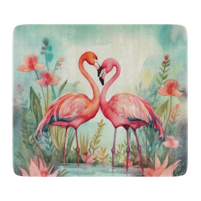 Planche À Découper Belle plage rose flamingo (Devant)