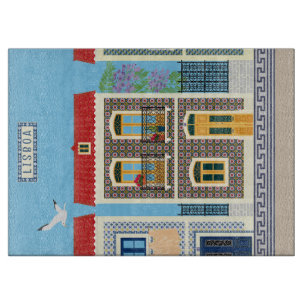 Planche À Découper Belles maisons portugaises avec tuiles ou azulejos