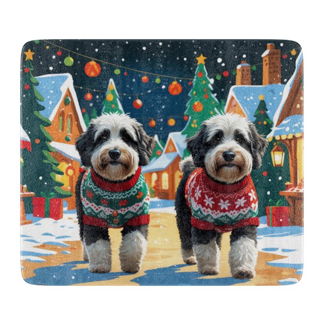 Planche À Découper Bernedoodle Dogs Christmas Snow Holiday (Devant)