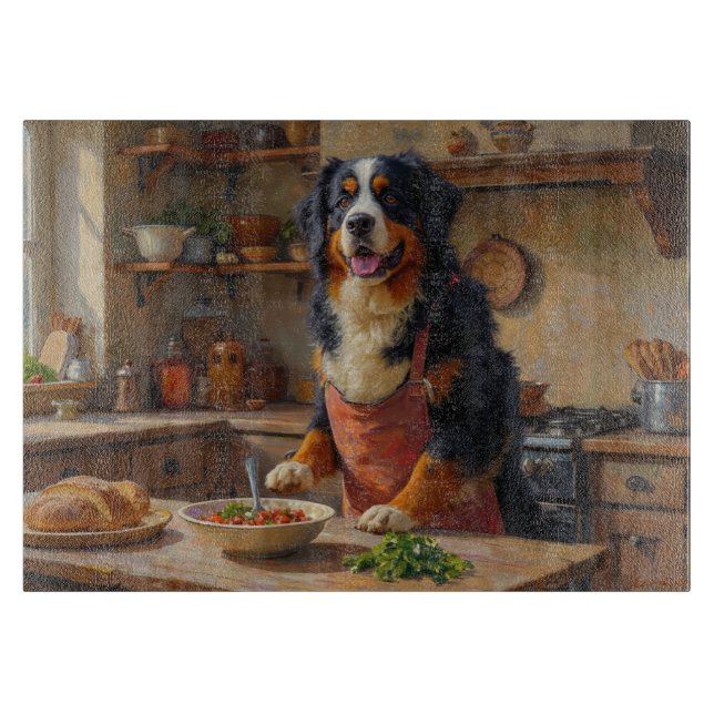 Planche À Découper Bernese Mountain Dog Cooking in Kitchen (Devant)