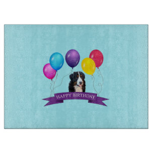 Planche À Découper Bernois Mountain Dog Joyeux Birthday Cutboard