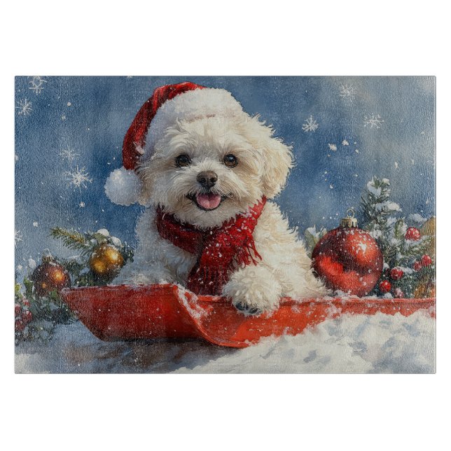 Planche À Découper Bichon Frise Chien dans la boue Laisser passer la  (Devant)