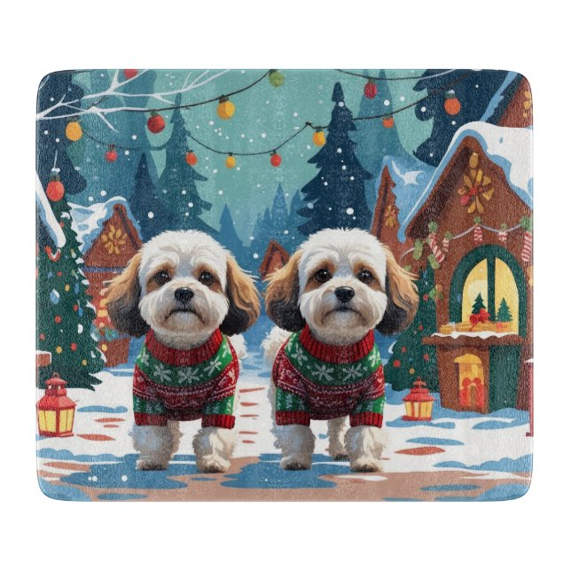 Planche À Découper Bichon Frise Dogs Christmas Snow Holiday (Devant)