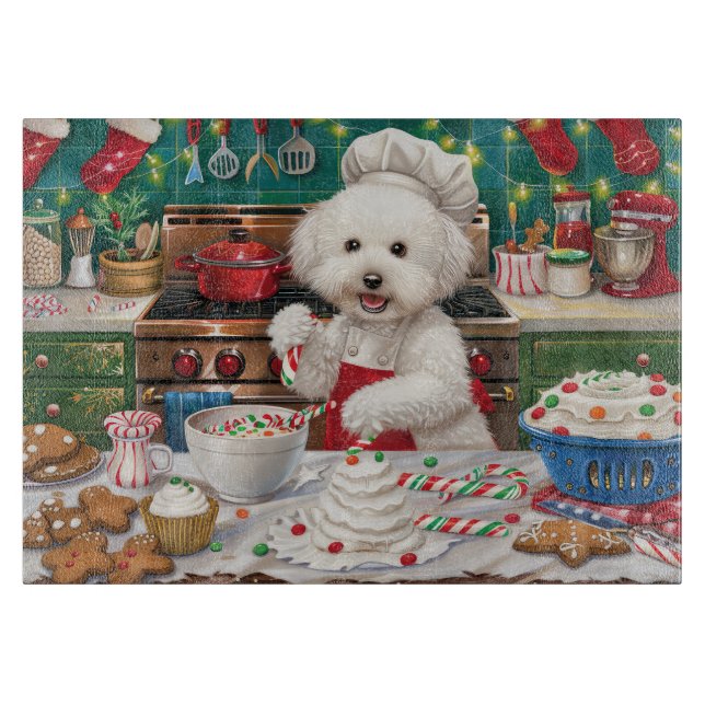 Planche À Découper Bichon Frise Gîtes : Festif Noël (Devant)