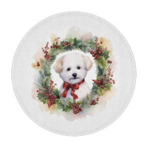 Planche À Découper Bichon Frise Wreath Festive Pup