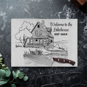 Planche À Découper Bienvenue dans le texte personnalisé Lakehouse