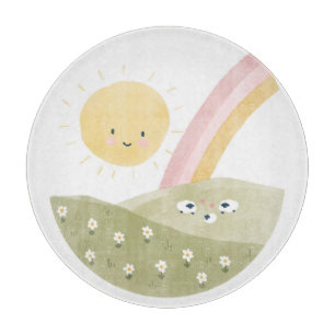 Planche À Découper Bienvenue dans le troupeau agneau bébé aquarelle