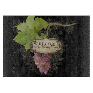 Planche À Découper Bienvenue Maison personnalisée Pinot noir raisin v