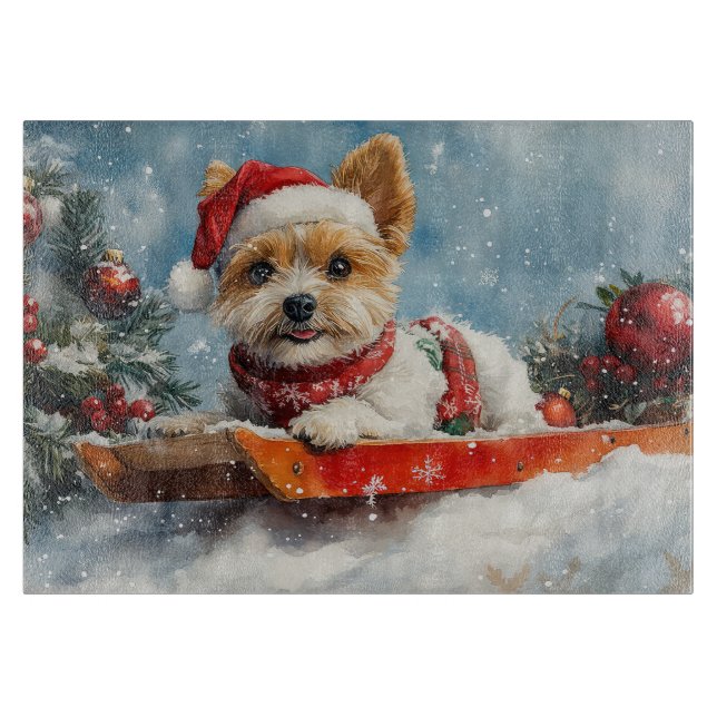 Planche À Découper Biewer Terrier Chien dans la boue Laisser il neige (Devant)