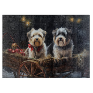 Planche À Découper Biewer Terrier enneigé traîneau décor de Noël
