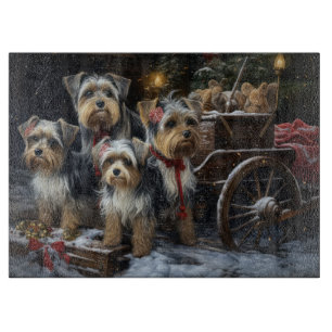 Planche À Découper Biewer Terrier enneigé traîneau décor de Noël