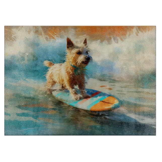 Planche À Découper Biewer Terrier Plage Surf Peinture (Devant)