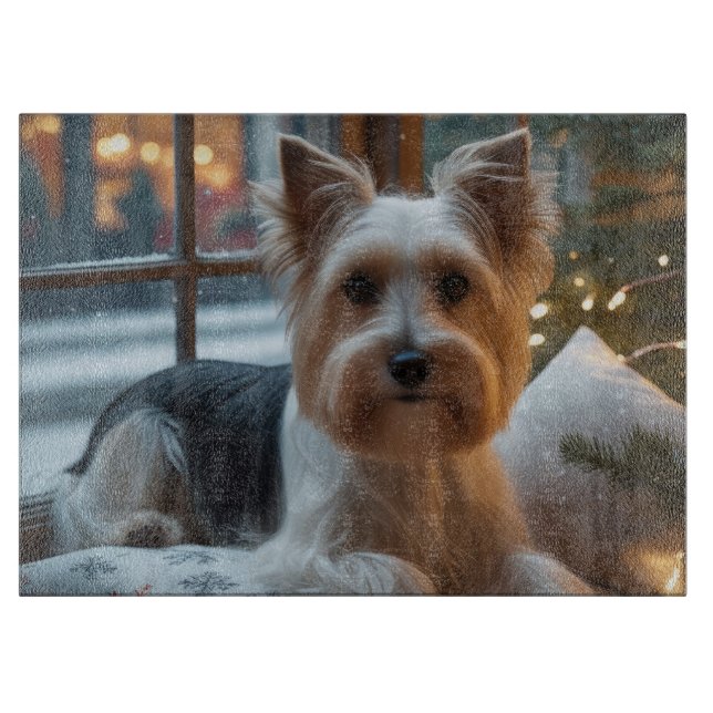 Planche À Découper Biewer Terrier With Christmas Lights Holiday (Devant)