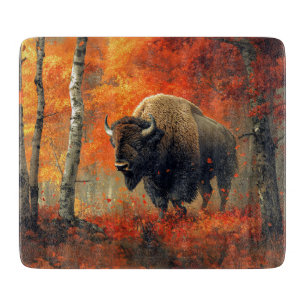 Planche À Découper Bison dans l'artisanat boisé d'automne