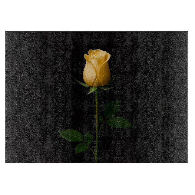 Planche À Découper Black 4 Luxe Glass board Sunlit Yellow Rose (Devant)