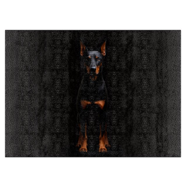 Planche À Découper Black 4 Luxe Glass cutting board Guardian Doberman (Devant)
