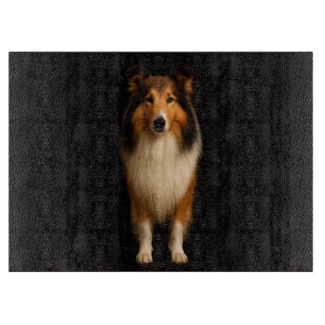 Planche À Découper Black 4 Luxe Glass cutting board Loyal Collie Dog (Devant)