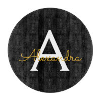 Black Gold Modern Script Girl Monogramme Nom