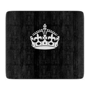 Planche À Découper Blanc Garder la couronne calme sur le noir