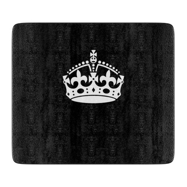 Planche À Découper Blanc Garder la couronne calme sur le noir (Devant)