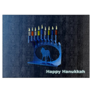 Planche À Découper Bleu brillant Chanukkah Menorah
