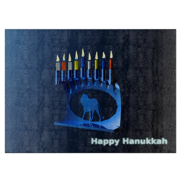 Planche À Découper Bleu brillant Chanukkah Menorah (Devant)