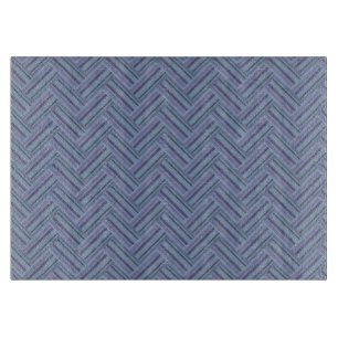 Planche À Découper Bleu gris rayures motif double tissage