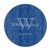 Bleu Gris Rustique Monogramme Initiale Nom de Fami