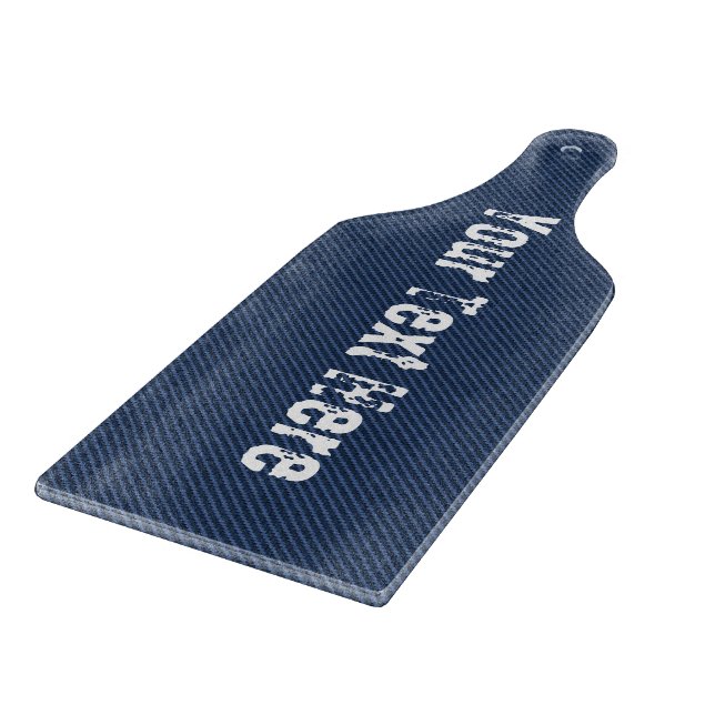 Planche À Découper Bleu Jeans Denim Custom Text Cutting Board (Coin)