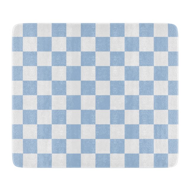 Planche À Découper Bleu Poussiéreux et Damier Blanc (Devant)