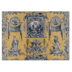 Planche à découper bleue et jaune de pays français