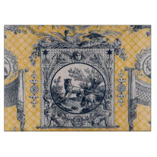 Planche à découper bleue et jaune de pays français
