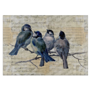 Planche À Découper Blue Birds Vintage Sheet Music Cutting Board