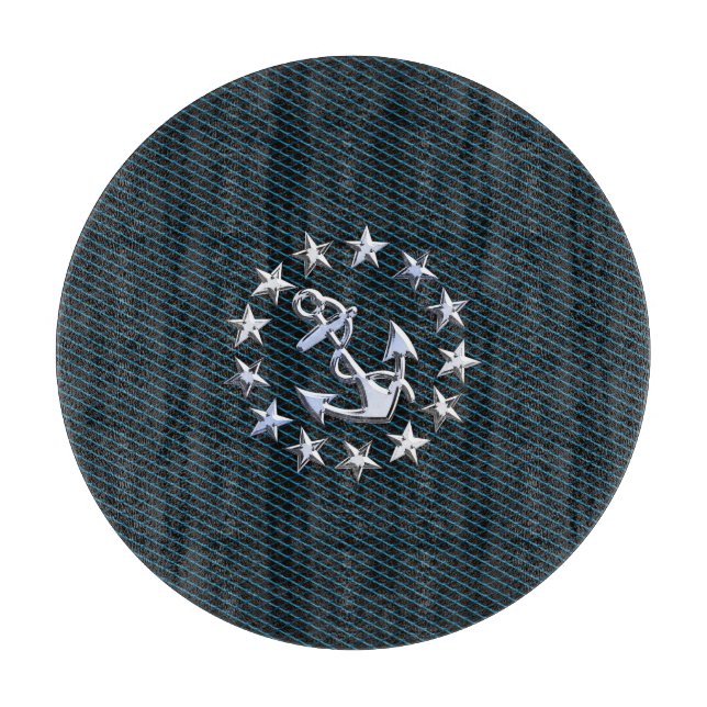 Planche À Découper Blue Chrome Comme Yacht Drapeau Automotive Grille (Devant)