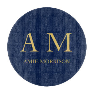 Planche À Découper Blue Gold Colours Professionnel Lettres initiales 