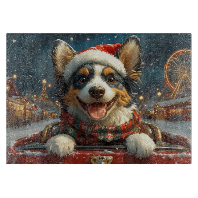 Planche À Découper Blue Heeler Dog Roller Dessous de verre Noël (Devant)
