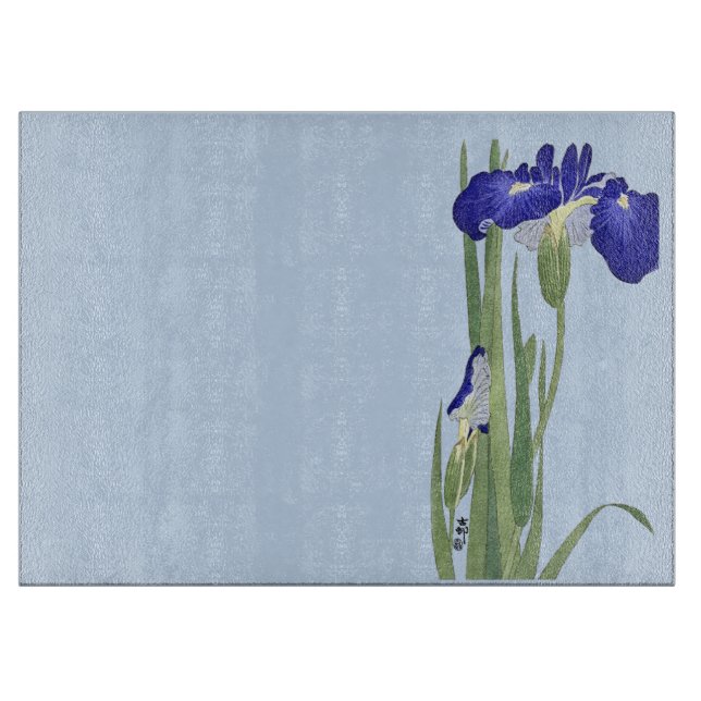 Planche À Découper Blue Irises par Ohara Koson (Devant)