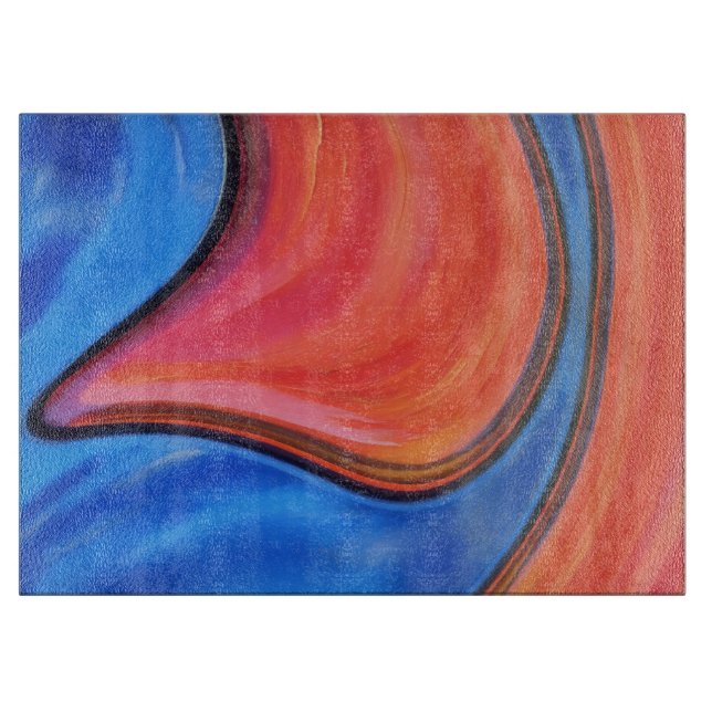 Planche À Découper Blue Orange Abstract Art Glass Cutting Board (Devant)