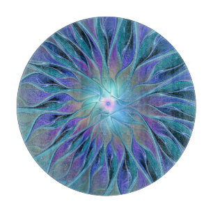 Planche À Découper Blue Purple Flower Dream Abstrait Fractal Art