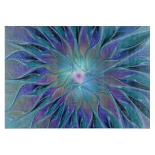 Planche À Découper Blue Purple Flower Dream Abstrait Fractal Art