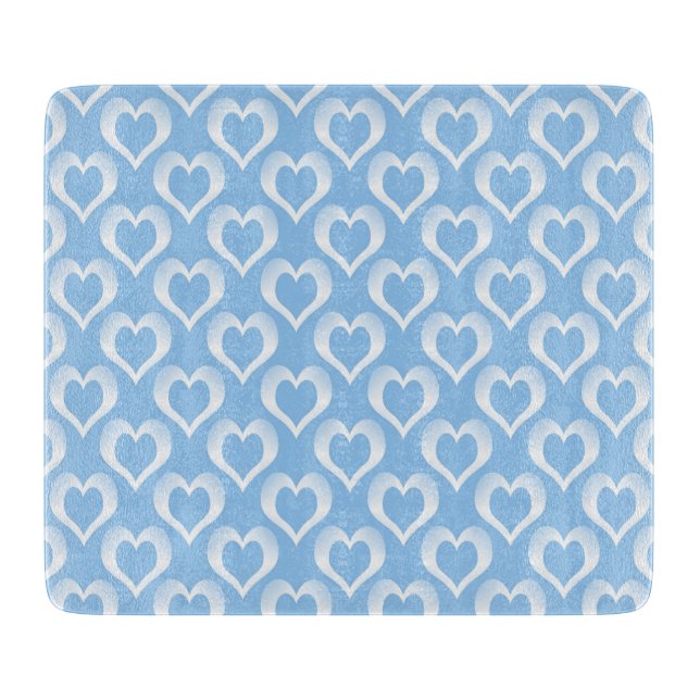 Planche À Découper Blue White Hearts Pattern (Devant)