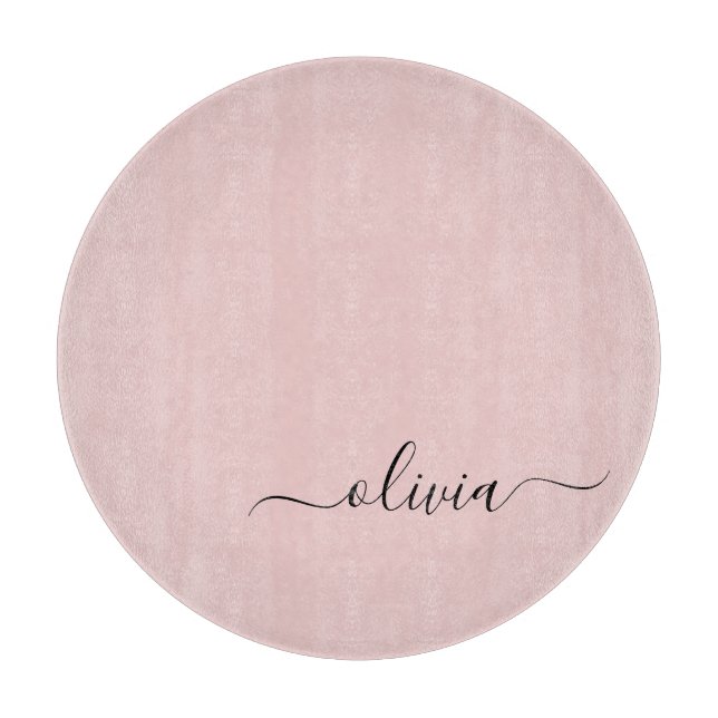 Planche À Découper Blush Dusty rose moderne Script Girl Monogramme No (Devant)