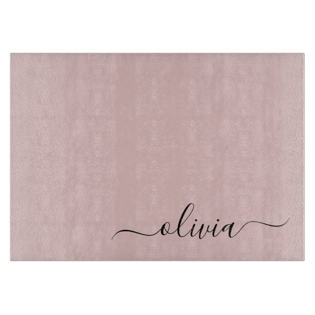 Planche À Découper Blush Dusty rose moderne Script Girl Monogramme No (Devant)